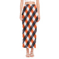 Halloween Party Argyle Pattern Print Side Slit Maxi Skirt
