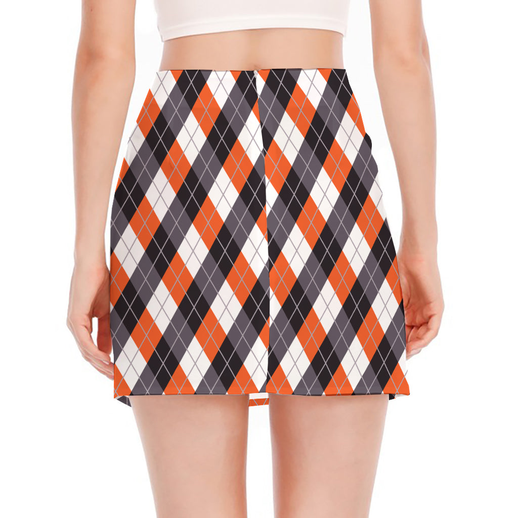Halloween Party Argyle Pattern Print Side Slit Mini Skirt