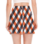 Halloween Party Argyle Pattern Print Side Slit Mini Skirt