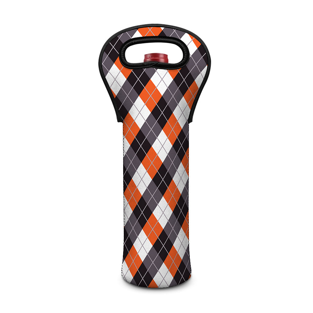 Halloween Party Argyle Pattern Print Single Neoprene Wine Tote