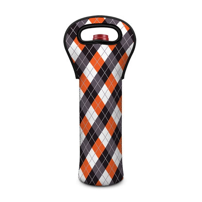 Halloween Party Argyle Pattern Print Single Neoprene Wine Tote
