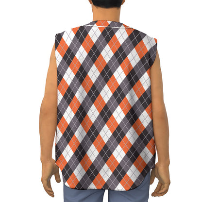 Halloween Party Argyle Pattern Print Sleeveless Baseball Jersey