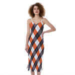 Halloween Party Argyle Pattern Print Slim Fit Midi Cami Dress
