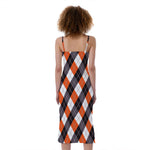 Halloween Party Argyle Pattern Print Slim Fit Midi Cami Dress