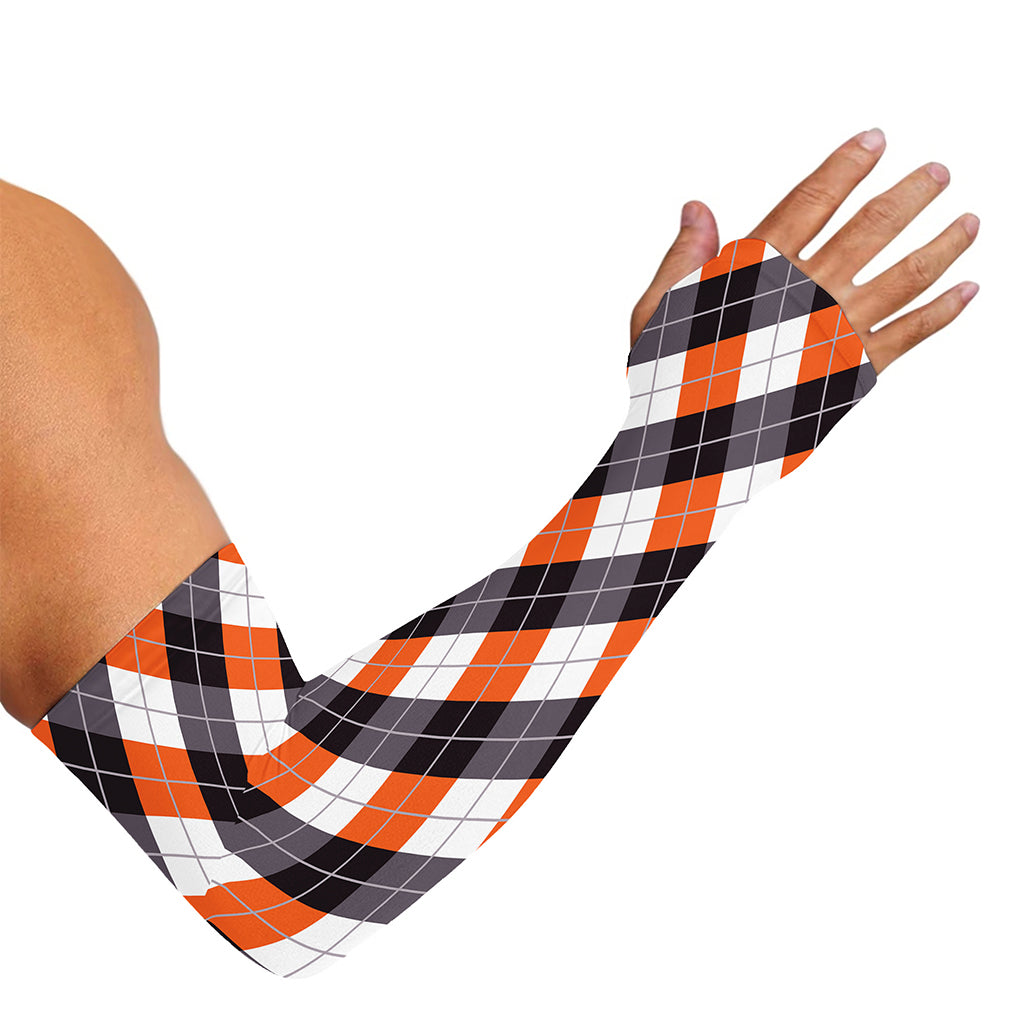 Halloween Party Argyle Pattern Print Sun Protection Arm Sleeves