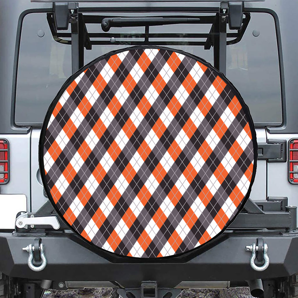 Halloween Party Argyle Pattern Print Tire Cover