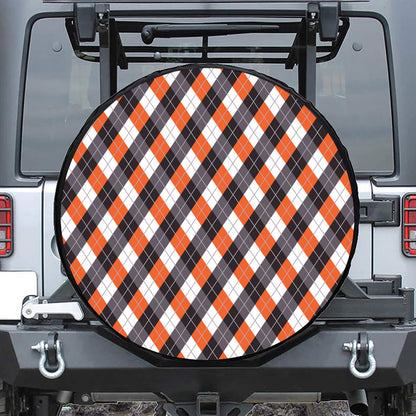 Halloween Party Argyle Pattern Print Tire Cover