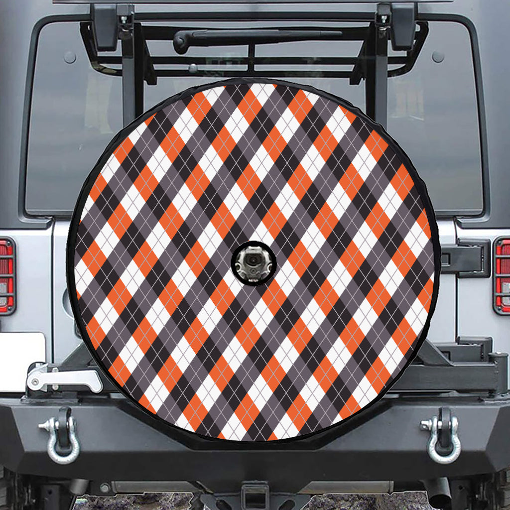 Halloween Party Argyle Pattern Print Tire Cover With Camera Hole