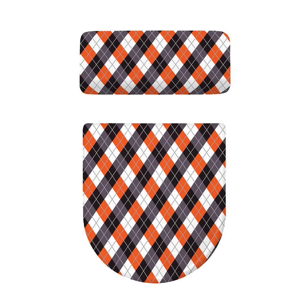 Halloween Party Argyle Pattern Print Toilet Lid And Tank Cover Set