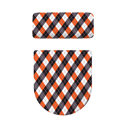 Halloween Party Argyle Pattern Print Toilet Lid And Tank Cover Set