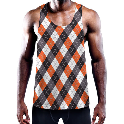 Halloween Party Argyle Pattern Print Training Tank Top