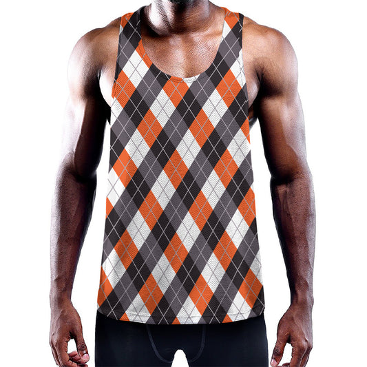 Halloween Party Argyle Pattern Print Training Tank Top