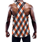 Halloween Party Argyle Pattern Print Training Tank Top