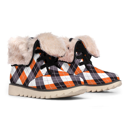 Halloween Party Argyle Pattern Print Winter Boots