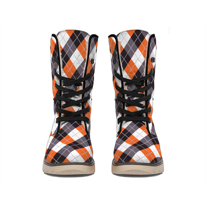Halloween Party Argyle Pattern Print Winter Boots