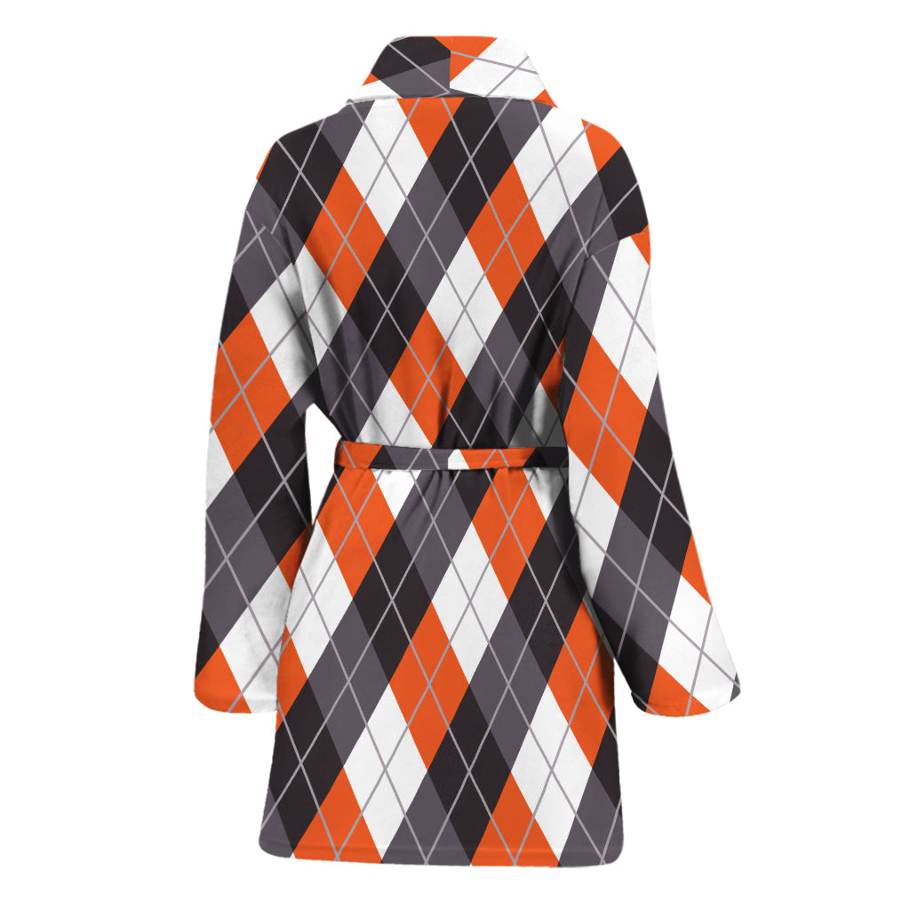 Halloween Party Argyle Pattern Print Women's Bathrobe