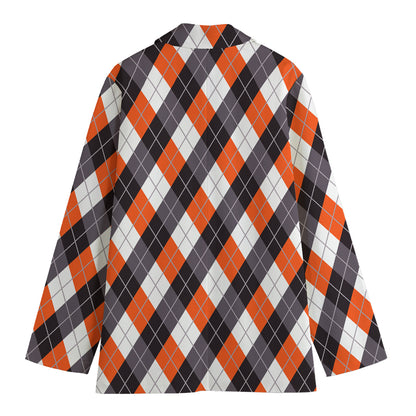 Halloween Party Argyle Pattern Print Women's Blazer