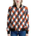 Halloween Party Argyle Pattern Print Women's Bomber Jacket