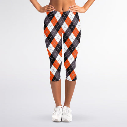 Halloween Party Argyle Pattern Print Women's Capri Leggings