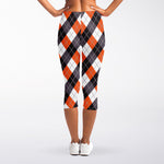Halloween Party Argyle Pattern Print Women's Capri Leggings