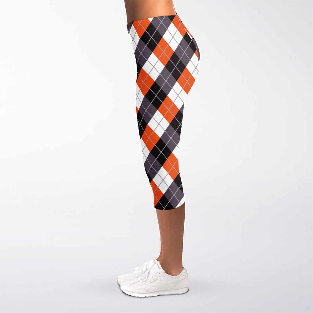 Halloween Party Argyle Pattern Print Women's Capri Leggings