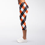Halloween Party Argyle Pattern Print Women's Capri Leggings