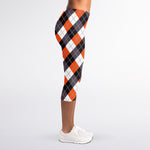Halloween Party Argyle Pattern Print Women's Capri Leggings