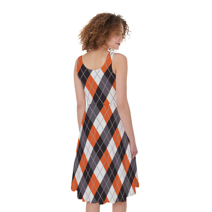 Halloween Party Argyle Pattern Print Women's Sleeveless Dress
