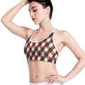 Halloween Party Argyle Pattern Print Women's Sports Bra