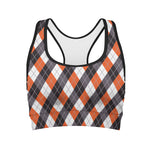 Halloween Party Argyle Pattern Print Women's Sports Bra