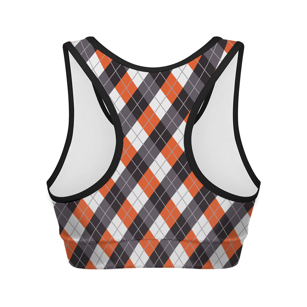 Halloween Party Argyle Pattern Print Women's Sports Bra