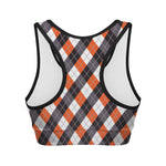 Halloween Party Argyle Pattern Print Women's Sports Bra