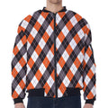 Halloween Party Argyle Pattern Print Zip Sleeve Bomber Jacket