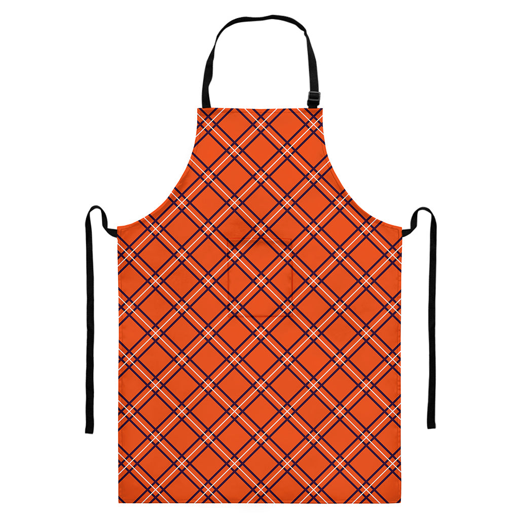 Halloween Plaid Pattern Print Bib Apron With Pocket