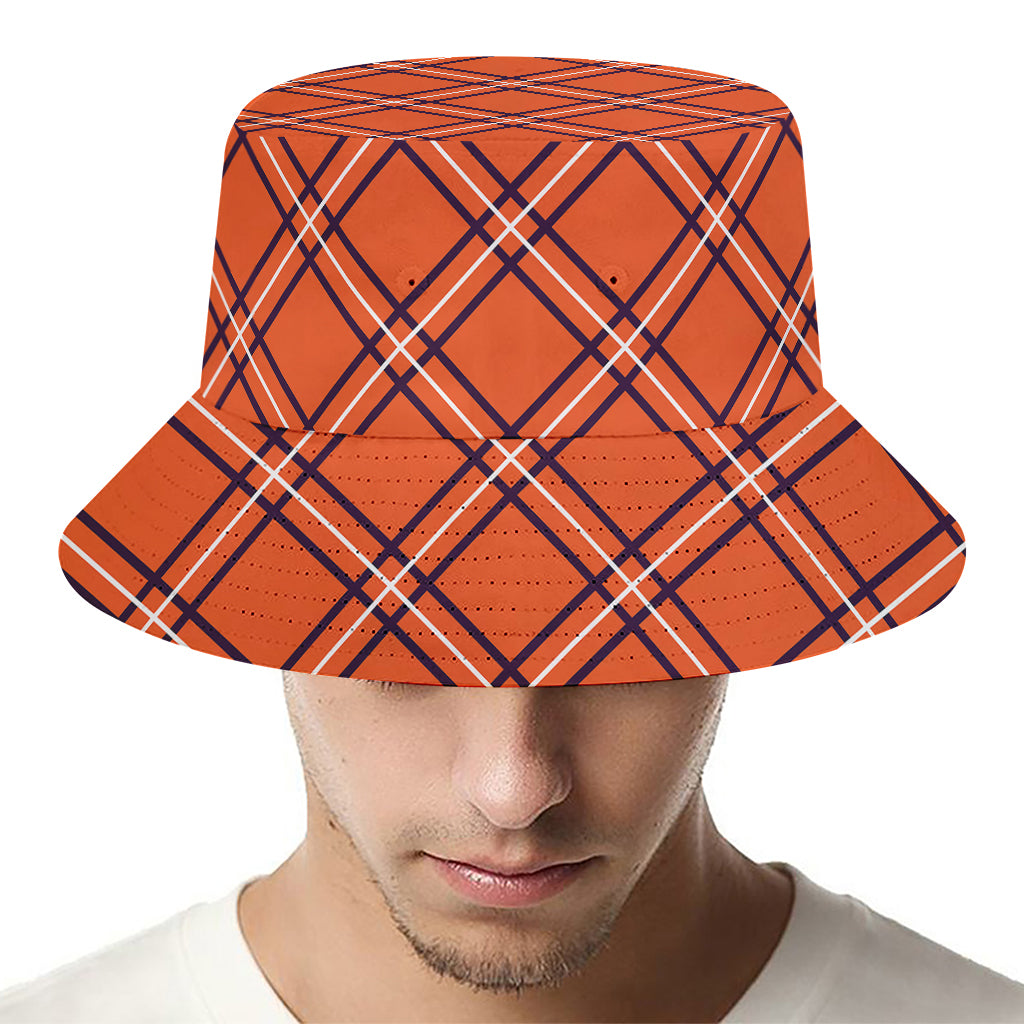 Halloween Plaid Pattern Print Bucket Hat