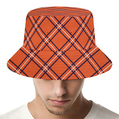 Halloween Plaid Pattern Print Bucket Hat