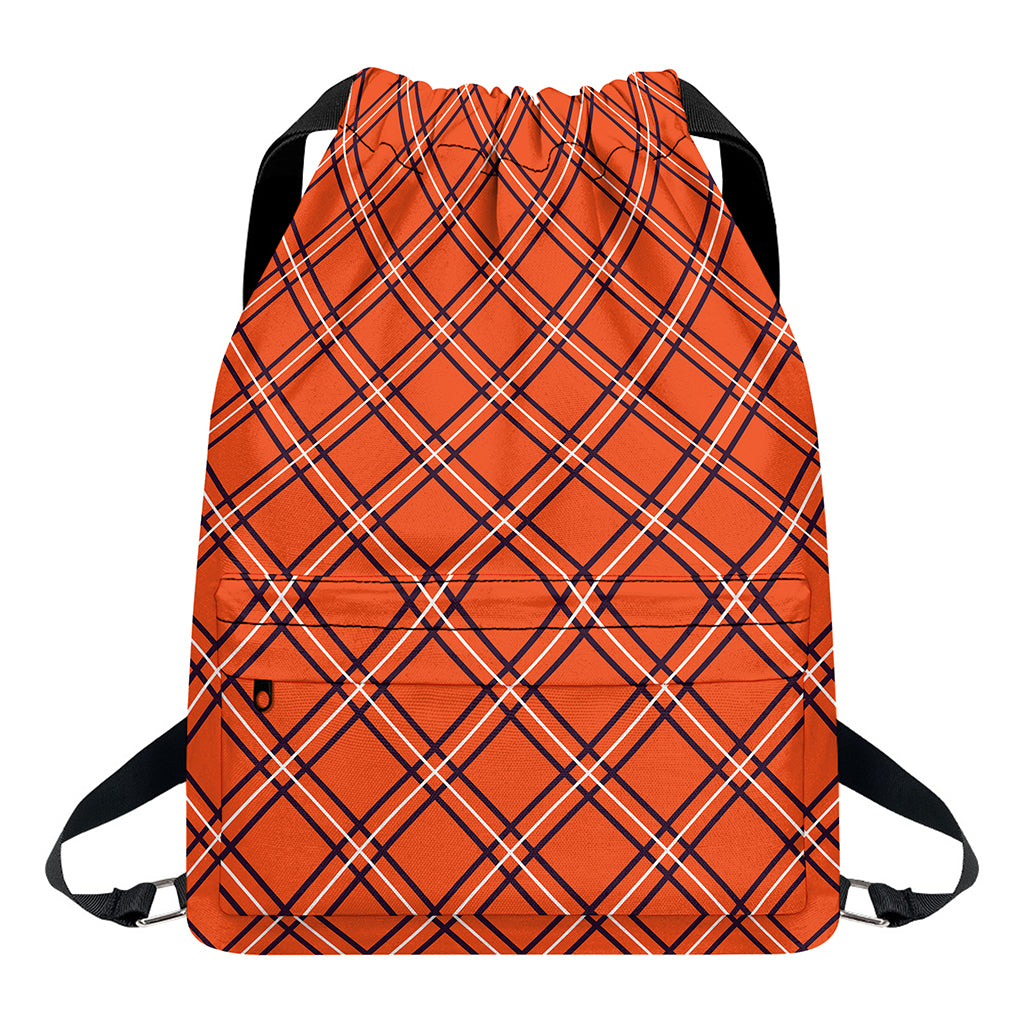 Halloween Plaid Pattern Print Drawstring Backpack