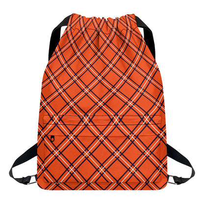 Halloween Plaid Pattern Print Drawstring Backpack