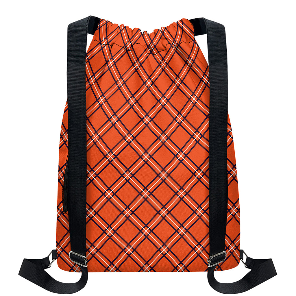 Halloween Plaid Pattern Print Drawstring Backpack