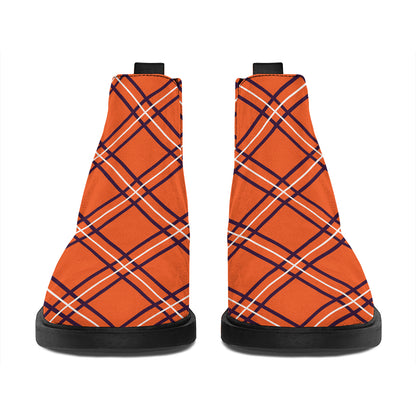 Halloween Plaid Pattern Print Flat Ankle Boots