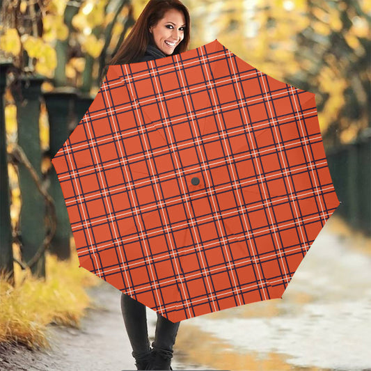 Halloween Plaid Pattern Print Foldable Umbrella