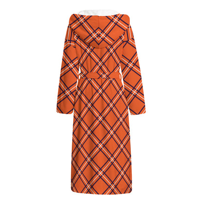 Halloween Plaid Pattern Print Hooded Bathrobe