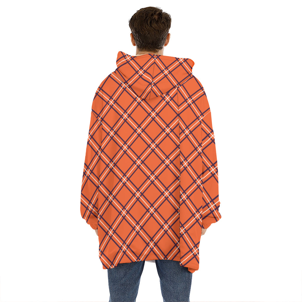 Halloween Plaid Pattern Print Hoodie Blanket