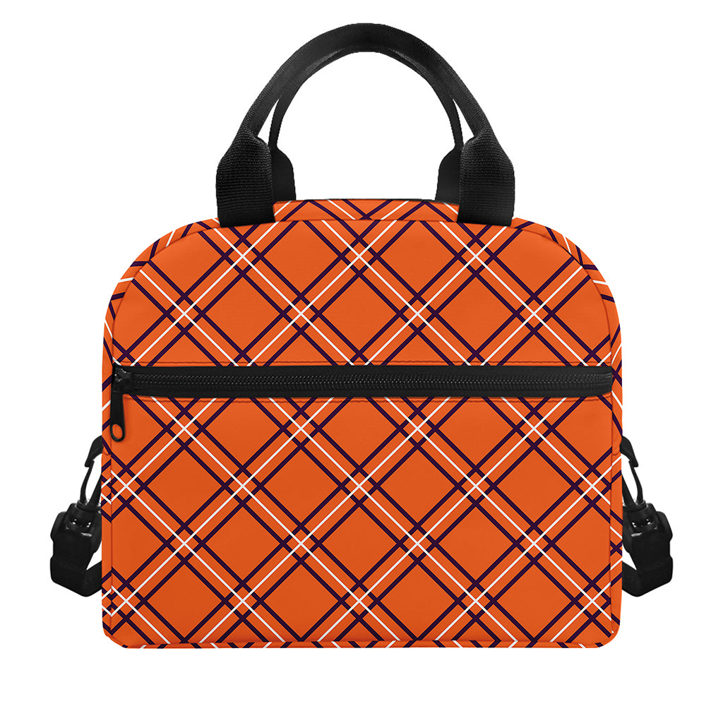 Halloween Plaid Pattern Print Insulated Lunch Bag
