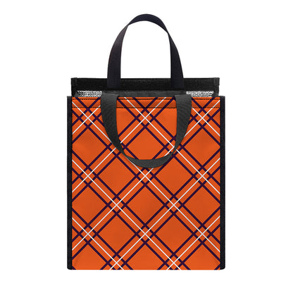 Halloween Plaid Pattern Print Insulated Lunch Tote