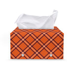 Halloween Plaid Pattern Print Leather Tissue Box Cover