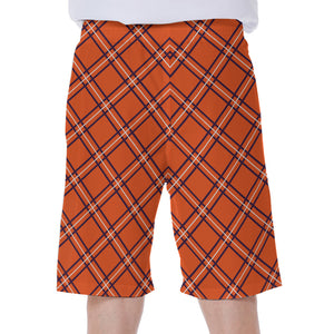 Halloween Plaid Pattern Print Men's Beach Shorts