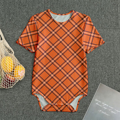 Halloween Plaid Pattern Print Men's Bodysuit