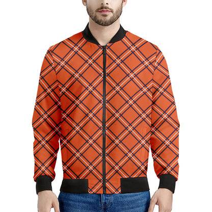 Halloween Plaid Pattern Print Men's Bomber Jacket