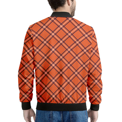 Halloween Plaid Pattern Print Men's Bomber Jacket